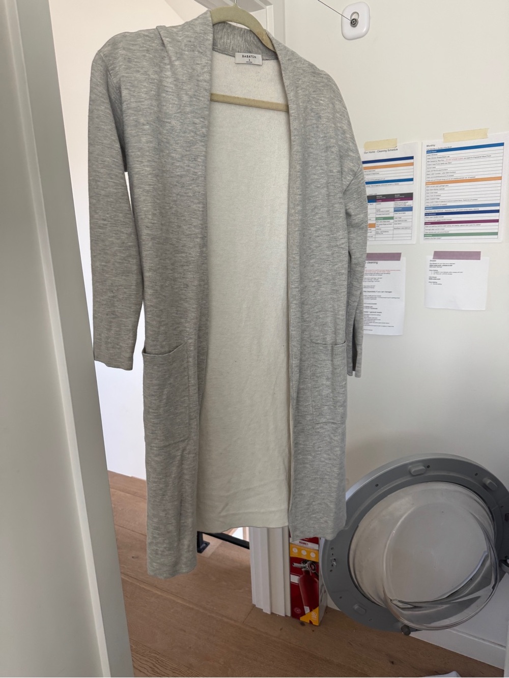 Aritzia Gray Open-Front Long Cardigan